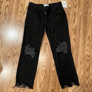 Free People Black Distressed Denim